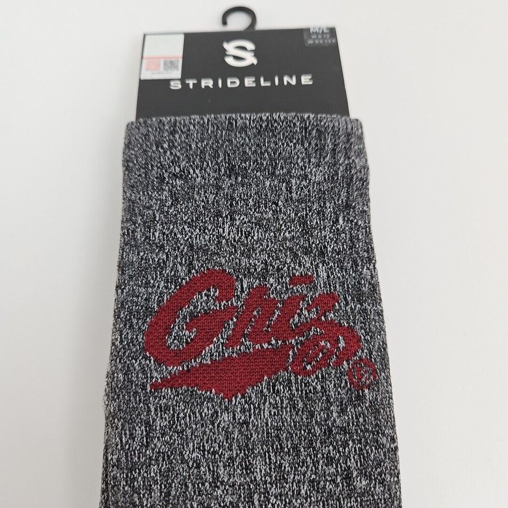 Strideline Men's Single Pair Crew Socks Montana Grizzlies Gray - Picture 2 of 5